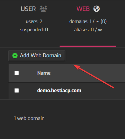 adding a new domain to hestiacp