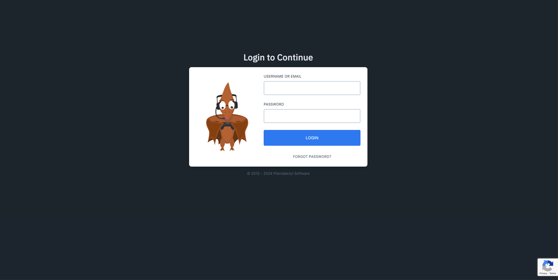 pterodactyl panel login page