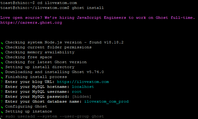 Installing Ghost on Ubuntu 22.04