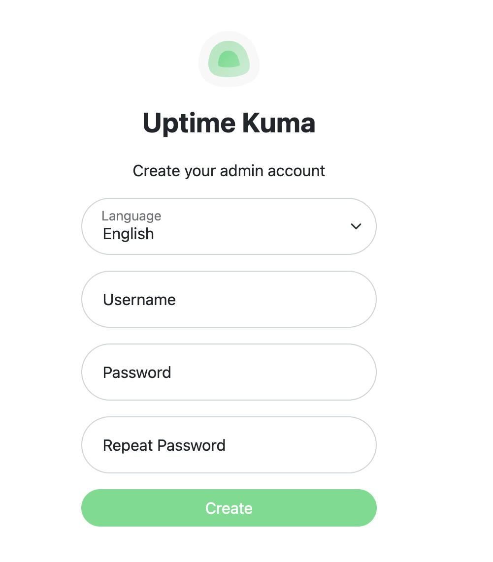 Setting up Uptime Kuma admin account