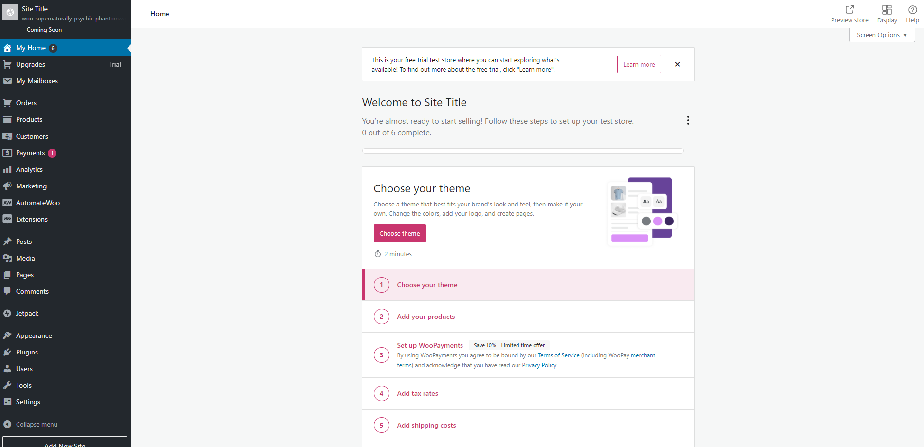 WooCommerce's onboarding process